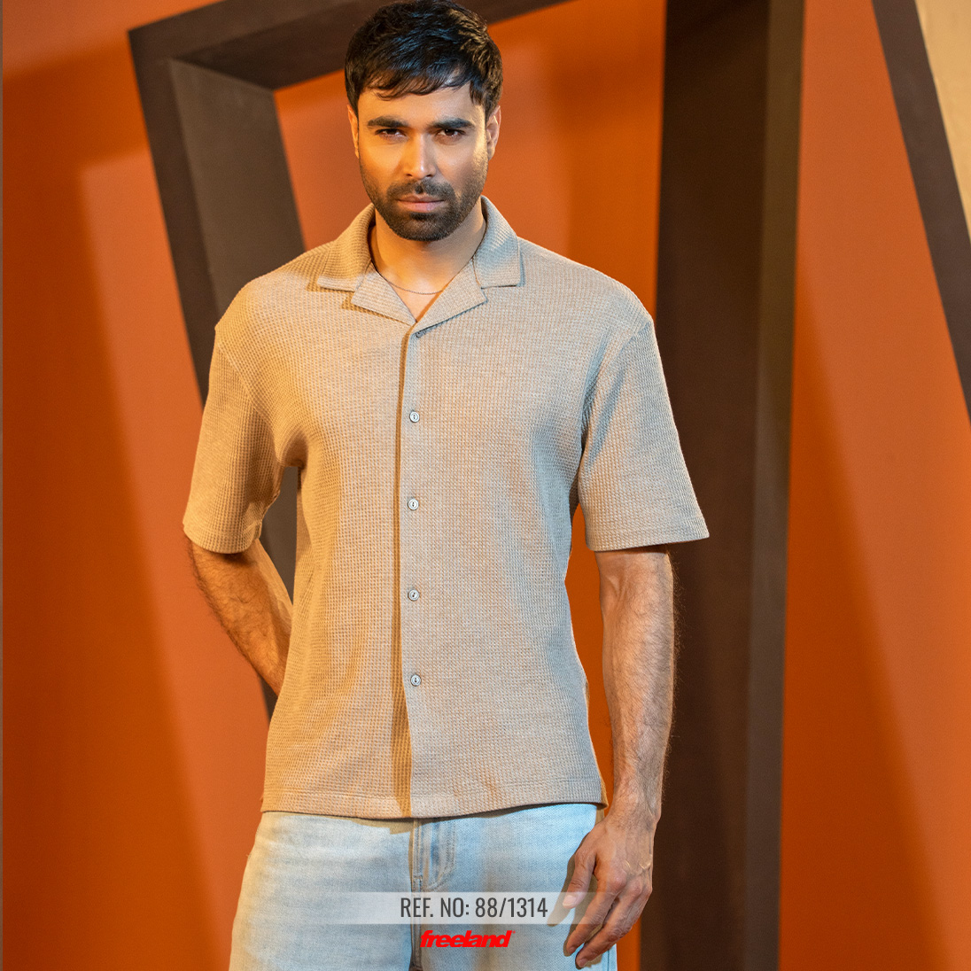 Premium Cuban Collar Shirt Brown